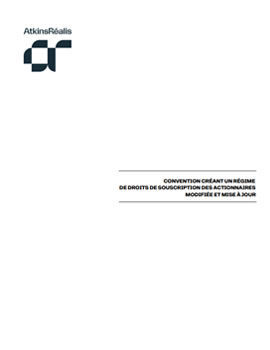 Convetion créant un régime de droits de souscription des actionnaires modifiée et mise à jour