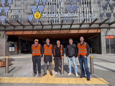 Team members outside Maungawhau station