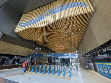 Ceiling art above turnstiles