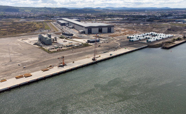 An aerial photograph of Teesworks quay