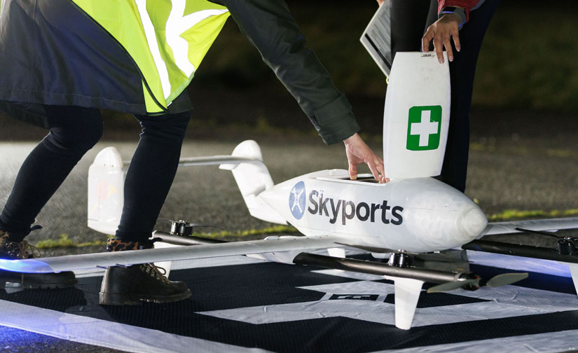 Live flight trials with skyports drone